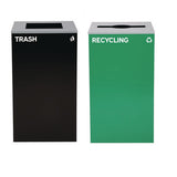 29 Gallon Trash/recycling Cans, Steel, Green Recycling Can With Mixed Lid, Black Trash Can With Square Lid