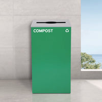 29 Gallon Trash/recycling Cans, Steel, Green Compost Can With Mixed Lid, Black Trash Can With Square Lid