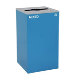 29 Gallon Trash/recycling Cans, Steel, Blue Mixed Recycling With Mixed Lid, Black Trash Can With Square Lid