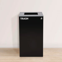 29 Gallon Trash/recycling Cans, Steel, Blue Mixed Recycling W/circle Lid, Green Recycling W/mixed Lid, Black Trash W/sq Lid