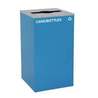 29 Gallon Trash/recycling Cans, Steel, Blue Cans/bottles Recycling With Mixed Lid, Black Trash Can With Square Lid