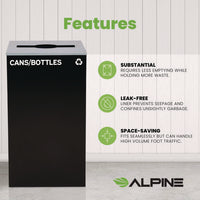 29 Gallon Trash/recycling Cans, Steel, Black Cans/bottles Recycling Can With Mixed Lid