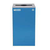 29 Gallon Trash/recycling Cans, Steel, Blue Mixed Recycling Can With Mixed Lid
