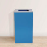 29 Gallon Trash/recycling Cans, Steel, Blue Can With Square Lid