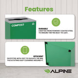 29 Gallon Trash/recycling Cans, Steel, Green Compost Can With Mixed Lid