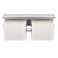 Double Post Toilet Paper Holder With Shelf Storage Rack, 3.87 X 10.5 X 3.95, Brushed Stainless Steel