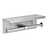 Double Post Toilet Paper Holder With Shelf Storage Rack, 3.87 X 10.5 X 3.95, Brushed Stainless Steel