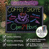 Led Illuminated Hanging Message Writing Board, 19.7" X 27.6", Black Surface, Black Aluminum Frame