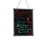 Led Illuminated Hanging Message Writing Board, 23.6" X 31.5", Black Surface, Black Aluminum Frame