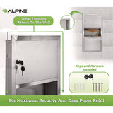 Recessed Commercial Paper Towel Dispenser With 2 Gal Waste Receptacle, 28 X 4.3 X 14, Stainless Steel