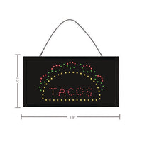 Led Rectangular Taco Sign, 19 X 10, Black Frame, Green/red/yellow Graphics