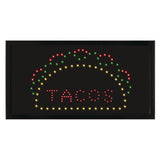 Led Rectangular Taco Sign, 19 X 10, Black Frame, Green/red/yellow Graphics