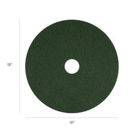 Scrubbing Pads, 12" Diameter, Green, 5/carton