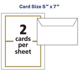 Invitation Cards With Metallic Border, Inkjet/laser, 80 Lb, 5 X 7, Matte White, 2 Cards/sheet, 15 Sheets/pack