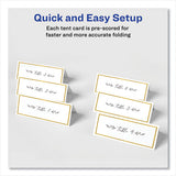 Tent Cards, White/gold, 3.75" X 1.44", 6 Cards/sheet, 25 Sheets/pack