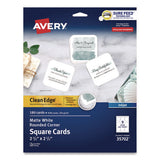 Clean Edge Square Cards, Inkjet, 2.5 X 2.5, 180 Cards, 9 Cards/sheet, 20 Sheets/pack