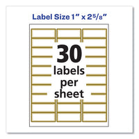 White Easy Peel Mailing Labels With Metallic Border, Inkjet/laser Printers, 1 X 2.63, White, 30/sheet, 10 Sheets/pack