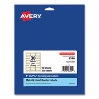 White Easy Peel Mailing Labels With Metallic Border, Inkjet/laser Printers, 1 X 2.63, White, 30/sheet, 10 Sheets/pack