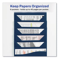 Slide And View Expanding File, 6 Sections, Hook/loop Closure, Letter Size, Navy Blue
