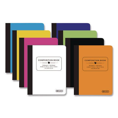 Poly Cover Composition Books, Medium/college Rule, Randomly Assorted Cover Color, (70) 9.75 X 7 Sheets