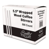 Wrapped Wood Stirrers, 5.5", 500/box