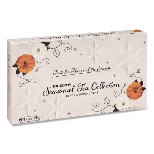 Seasonal Tea Collection, Assorted Flavors, Individually Wrapped Tea Bags, 64/box