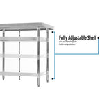 Stainless Steel Flat Top Work Tables, 24w X 24d X 36h, Silver, 2/pallet, Ships In 4-6 Business Days