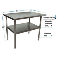 Stainless Steel Flat Top Work Tables, 48w X 24d X 36h, Silver, 2/pallet, Ships In 4-6 Business Days