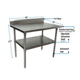 Stainless Steel 5" Riser Top Tables, 48w X 30d X 39.75h, Silver, 2/pallet, Ships In 4-6 Business Days