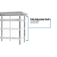 Stainless Steel 5" Riser Top Tables, 60w X 30d X 39.75h, Silver, 2/pallet, Ships In 4-6 Business Days