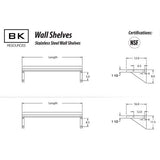 Stainless Steel Economy Overshelf, 36w X 12d X 8h, Stainless Steel, Silver, 2/pallet, Ships In 4-6 Business Days