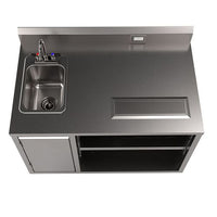 Stainless Steel Beverage Table With Left Sink, Rectangular, 30" X 48" X 41.5", Silver, Ships In 4-6 Business Days