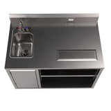 Stainless Steel Beverage Table With Left Sink, Rectangular, 30" X 48" X 41.5", Silver, Ships In 4-6 Business Days