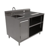 Stainless Steel Beverage Table With Left Sink, Rectangular, 30" X 48" X 41.5", Silver, Ships In 4-6 Business Days