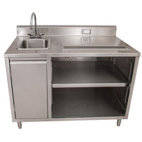 Stainless Steel Beverage Table With Left Sink, Rectangular, 30" X 72" X 41.5", Silver, Ships In 4-6 Business Days