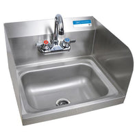 Stainless Steel Hand Sink With Side Splashes And Faucet, 14" L X 10" W X 5" H, Ships In 4-6 Business Days