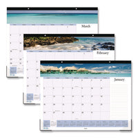 Islands Desk Pad Calendar, Tropical Island Photography, 22 X 17, Blue/white Sheets, Black Headband, 12-month (jan-dec): 2025