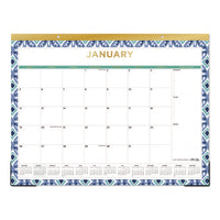 Tile Desk Pad Calendar, Geometric Artwork, 22 X 17, White Sheets, Gold Headband, Clear Corners, 12-month (jan To Dec): 2025