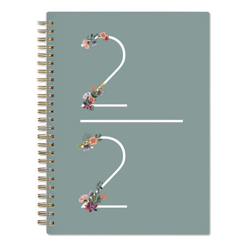 Greta Academic Year Weekly/monthly Planner, Floral Artwork, 8.63 X 5.88, Green Cover, 12-month: July 2024 To June 2025