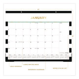 Day Designer Rugby Stripe Desk Pad Calendar, 22 X 17, White/black Sheets, 12-month (jan To Dec): 2025