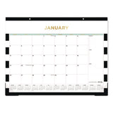 Day Designer Rugby Stripe Desk Pad Calendar, 22 X 17, White/black Sheets, 12-month (jan To Dec): 2025