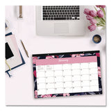 Mimi Pink Desk Pad Calendar, Floral Artwork, 17 X 11, White/pink/black Sheets, Black Headband, 12-month (jan To Dec): 2025