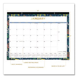 Meadow Blue Desk Pad Calendar, Floral Artwork, 22 X 17, White/multicolor Sheet, Black Headband, 12-month (jan To Dec): 2025