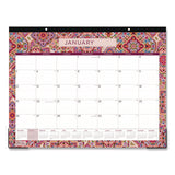 Amalia Desk Pad Calendar, Mandala Artwork, 22 X 17, White/multicolor Sheets, Black Headband, 12-month (jan To Dec): 2025