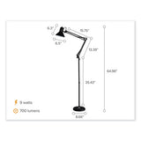 Swing Arm Metal Floor Lamp, 64.96" To 72" Tall, Black Base, Black Metal Shade