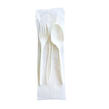 Three-piece Cutlery Kit, Fork/knife/teaspoon, Polypropylene, White, 250/carton