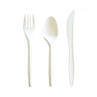 Three-piece Cutlery Kit, Fork/knife/teaspoon, Polypropylene, White, 250/carton