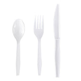 Three-piece Cutlery Kit, Fork/knife/teaspoon, Polystyrene, White, 250/carton
