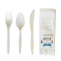 Six-piece Cutlery Kit, Fork/knife/teaspoon/napkin/pepper/salt, White, 1,000/carton