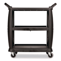 Bussing Cart, Plastic, 3 Shelves, 300 Lb Capacity, 18 X 36.25 X 38, Black